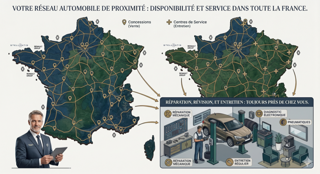 Maillage territorial et disponibilité des pièces de rechange